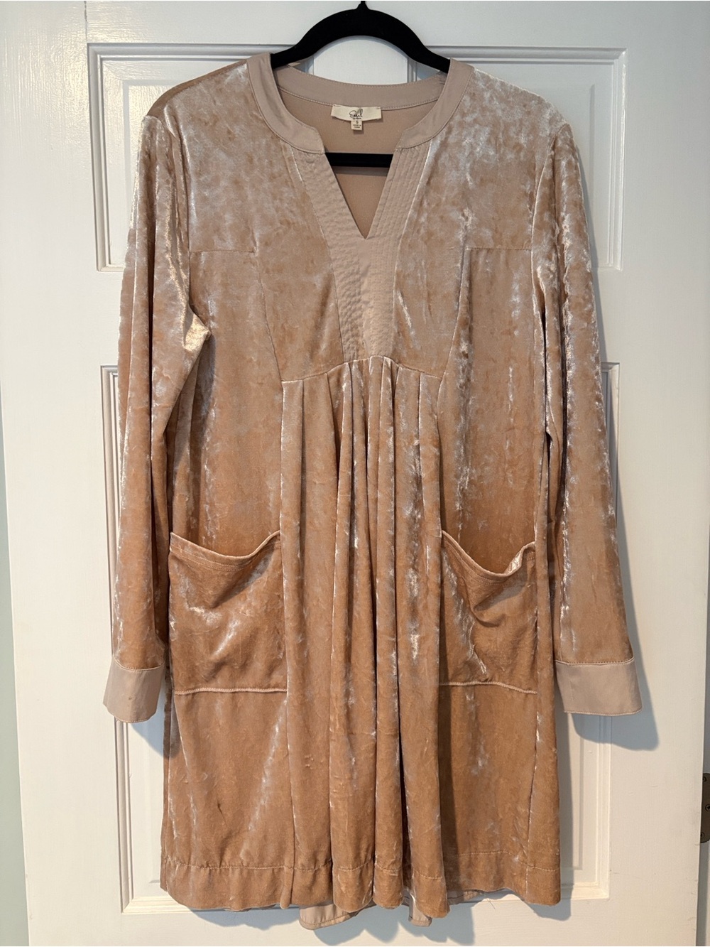 Easel Pleated Velvet Dress - Women’s Neutral Tunic